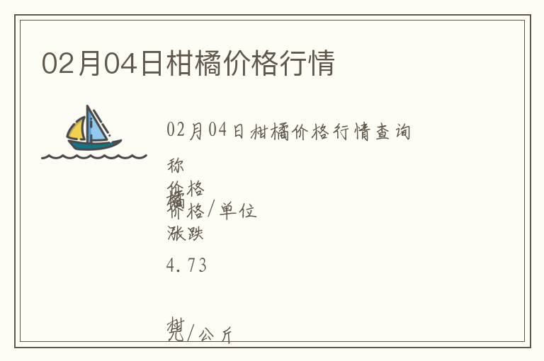 02月04日柑橘價(jià)格行情