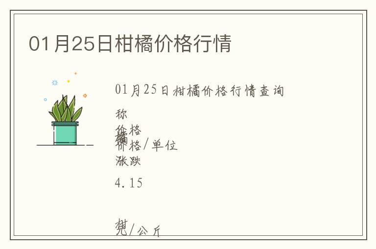 01月25日柑橘價(jià)格行情