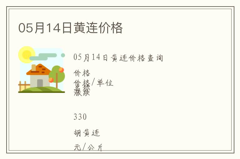05月14日黃連價(jià)格