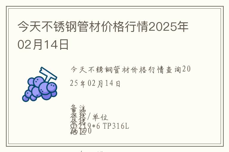 今天不銹鋼管材價格行情2025年02月14日