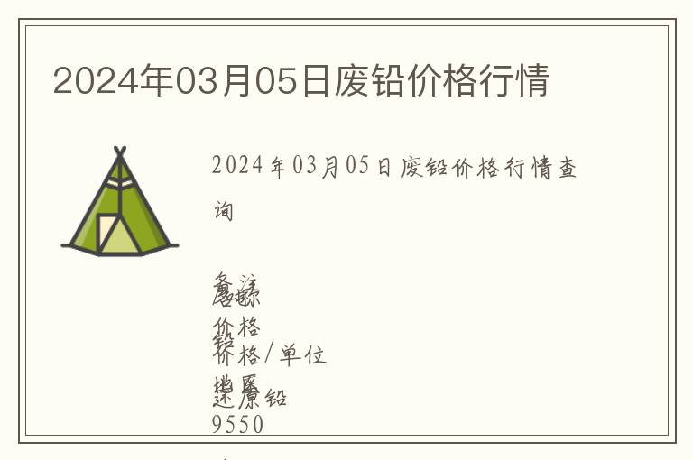 2024年03月05日廢鉛價(jià)格行情