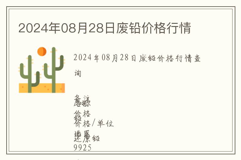 2024年08月28日廢鉛價(jià)格行情