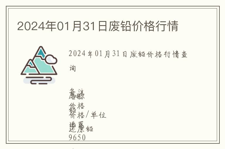 2024年01月31日廢鉛價格行情