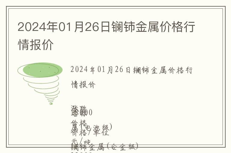 2024年01月26日鑭鈰金屬價格行情報價