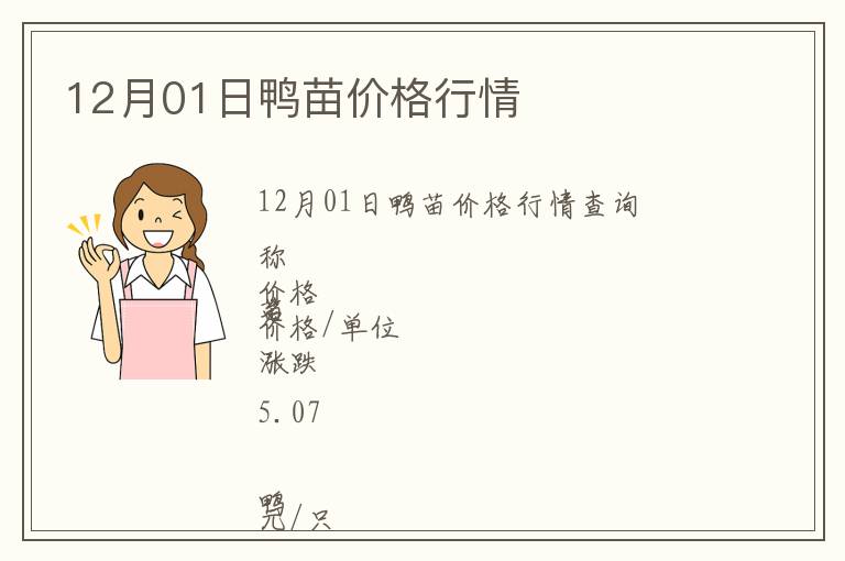 12月01日鴨苗價(jià)格行情