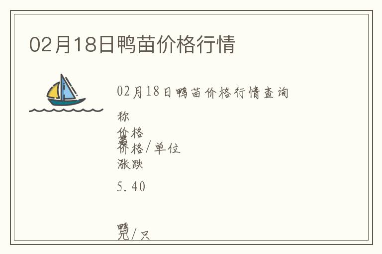 02月18日鴨苗價格行情