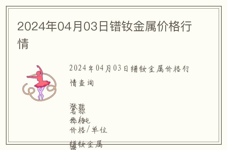 2024年04月03日鐠釹金屬價(jià)格行情
