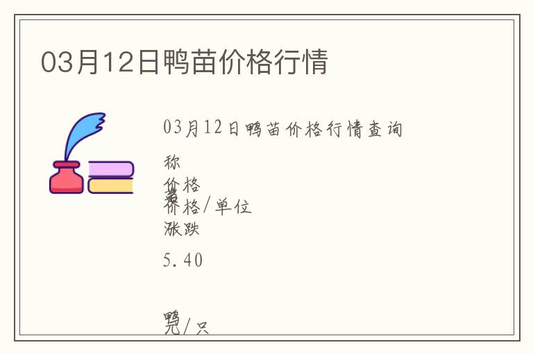 03月12日鴨苗價格行情