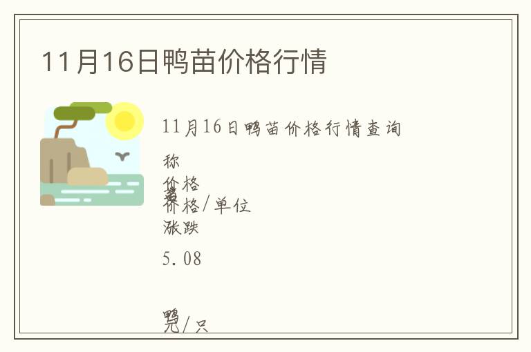 11月16日鴨苗價(jià)格行情