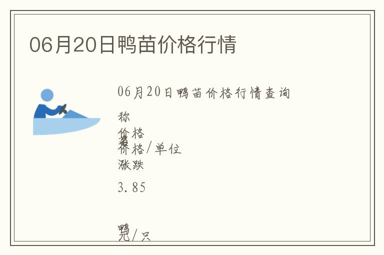 06月20日鴨苗價格行情