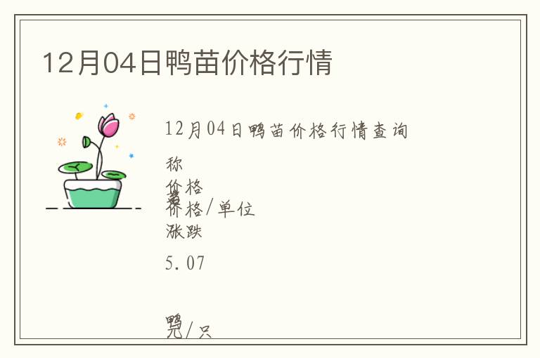 12月04日鴨苗價(jià)格行情