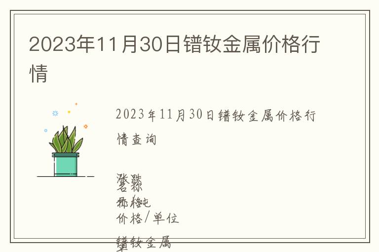 2023年11月30日鐠釹金屬價(jià)格行情