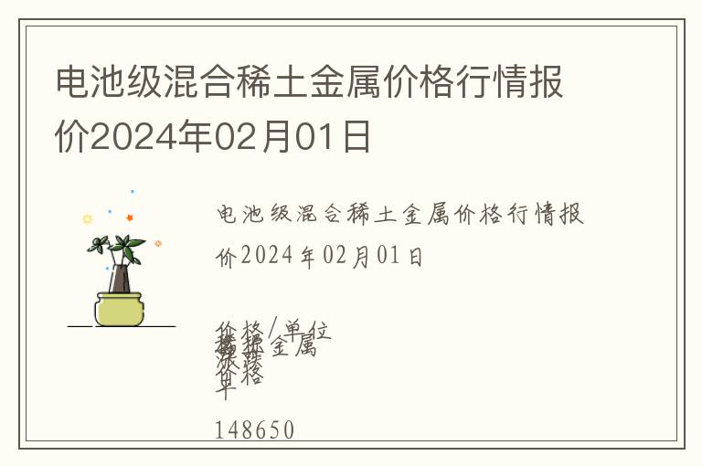 電池級(jí)混合稀土金屬價(jià)格行情報(bào)價(jià)2024年02月01日