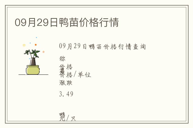 09月29日鴨苗價(jià)格行情