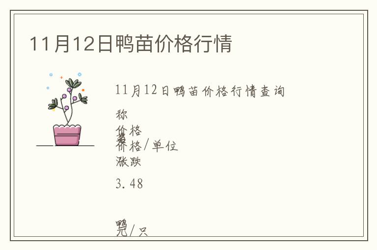 11月12日鴨苗價(jià)格行情
