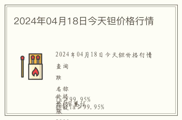 2024年04月18日今天鉭價格行情