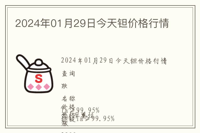 2024年01月29日今天鉭價(jià)格行情