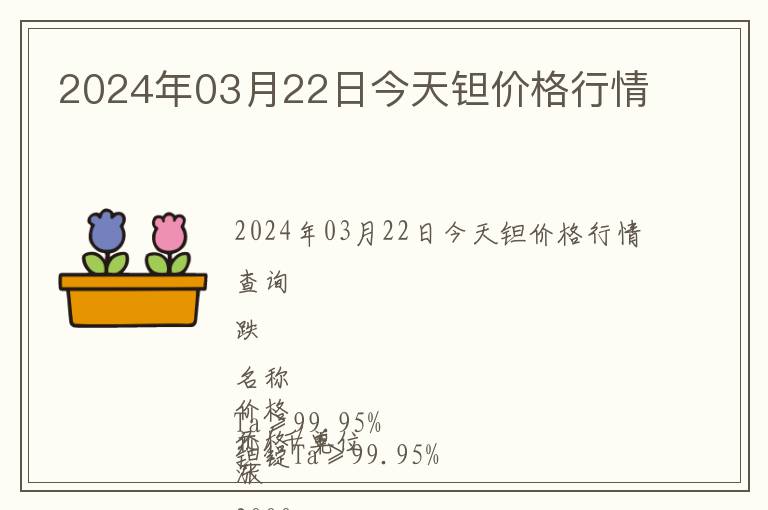 2024年03月22日今天鉭價格行情