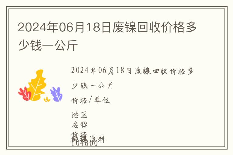 2024年06月18日廢鎳回收價(jià)格多少錢一公斤