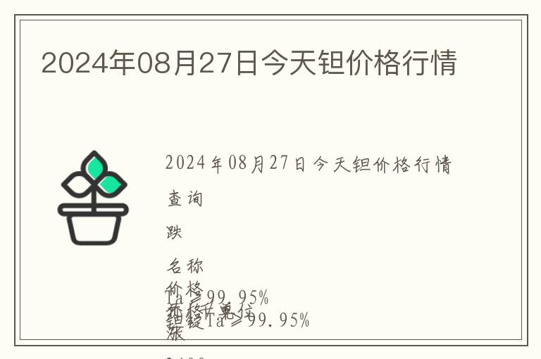 2024年08月27日今天鉭價格行情