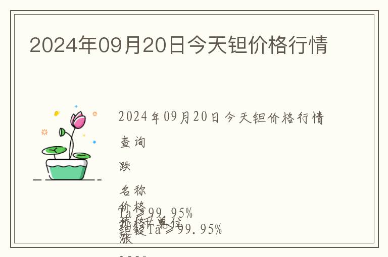2024年09月20日今天鉭價(jià)格行情
