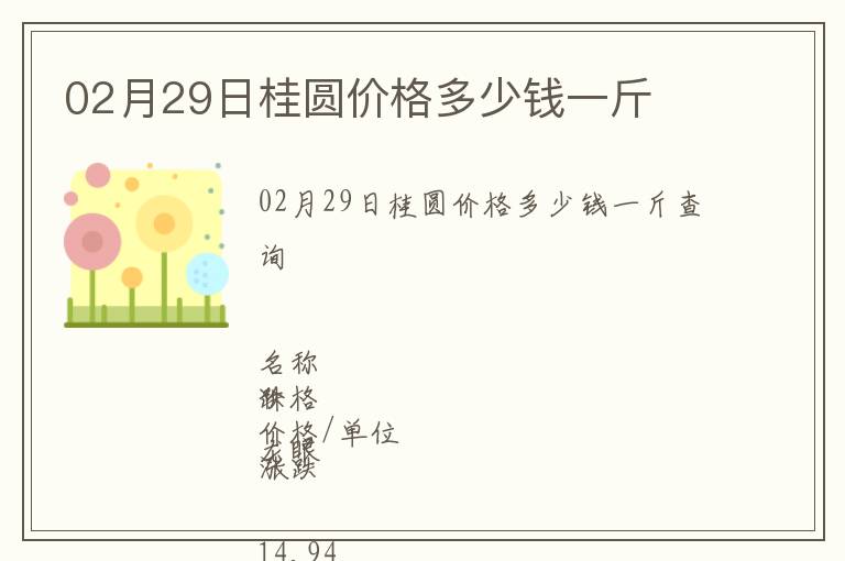 02月29日桂圓價(jià)格多少錢一斤