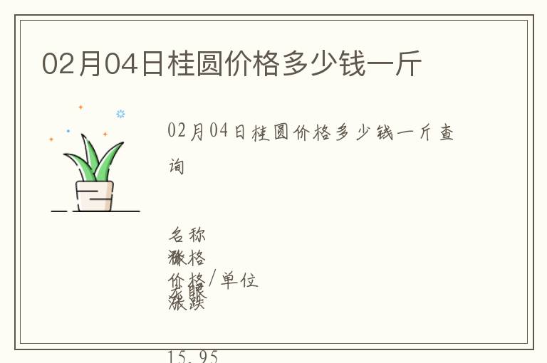 02月04日桂圓價(jià)格多少錢一斤