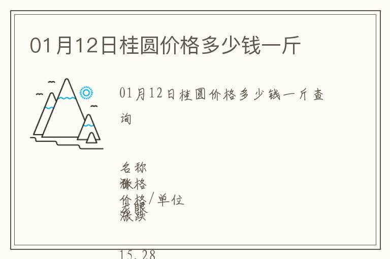 01月12日桂圓價格多少錢一斤