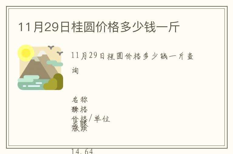 11月29日桂圓價格多少錢一斤