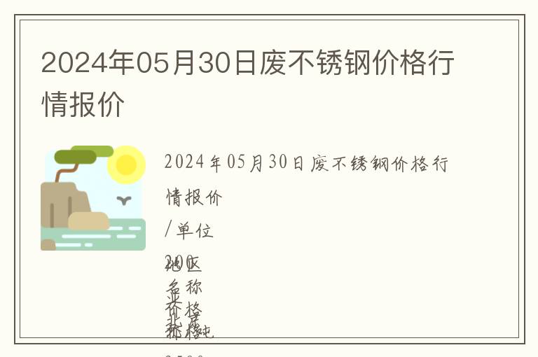 2024年05月30日廢不銹鋼價格行情報(bào)價