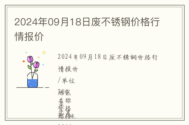 2024年09月18日廢不銹鋼價格行情報價