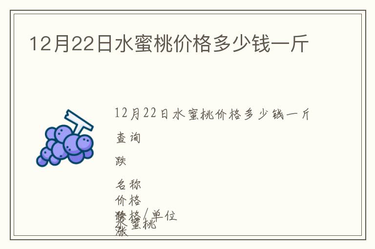 12月22日水蜜桃價(jià)格多少錢一斤