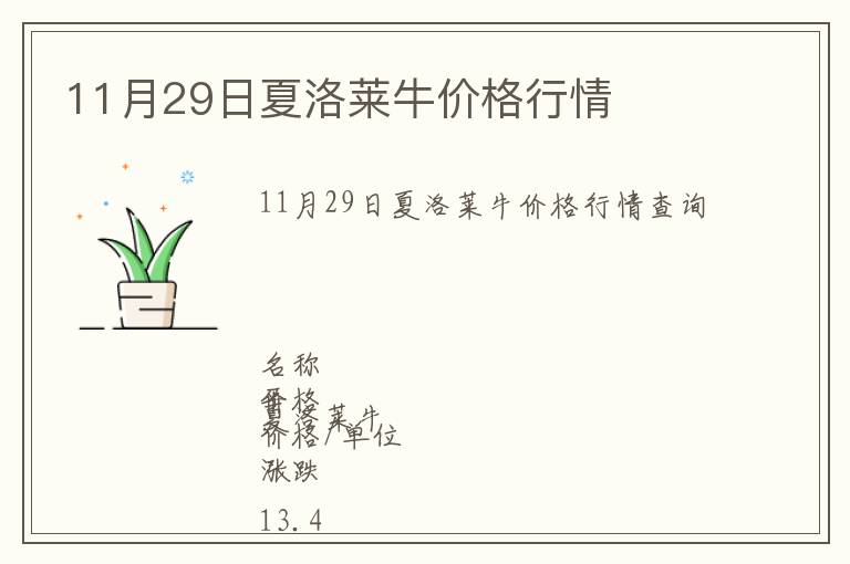 11月29日夏洛萊牛價(jià)格行情