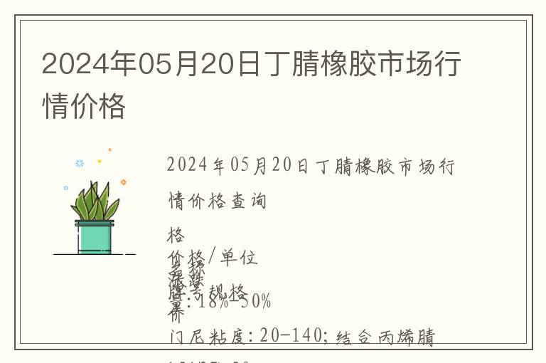 2024年05月20日丁腈橡膠市場(chǎng)行情價(jià)格