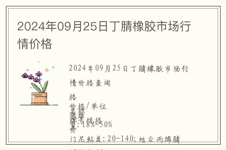 2024年09月25日丁腈橡膠市場行情價格
