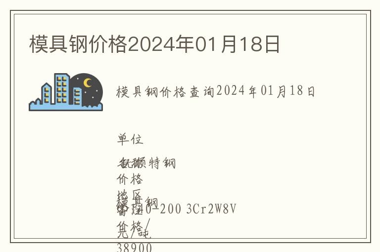 模具鋼價(jià)格2024年01月18日