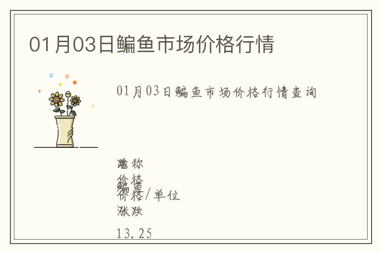01月03日鳊魚市場價(jià)格行情