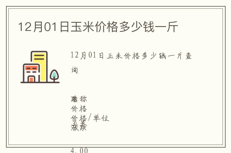 12月01日玉米價格多少錢一斤