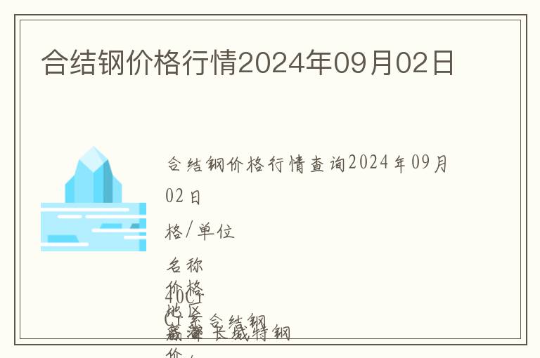 合結(jié)鋼價格行情2024年09月02日