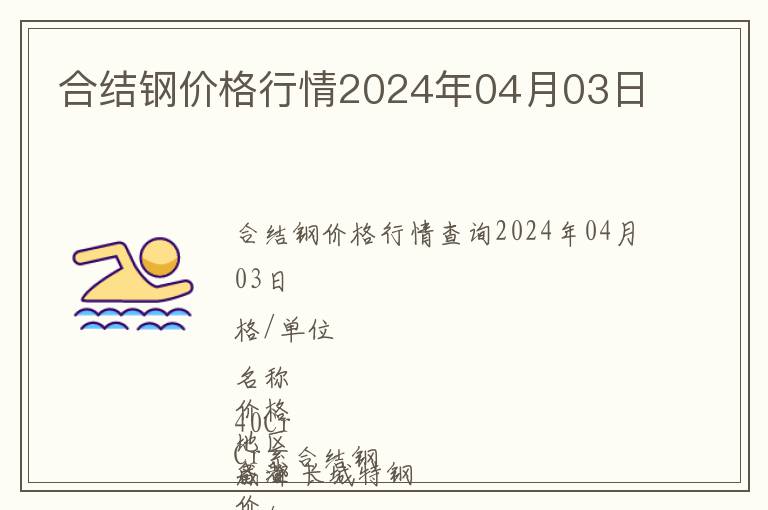 合結(jié)鋼價格行情2024年04月03日