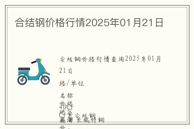 合結鋼價格行情2025年01月21日