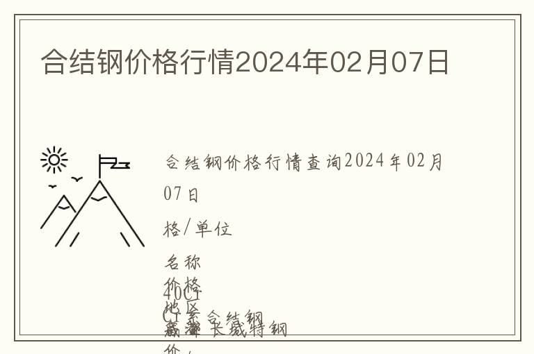 合結(jié)鋼價(jià)格行情2024年02月07日