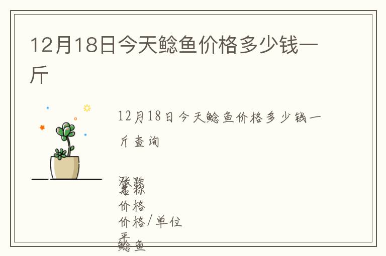12月18日今天鯰魚價格多少錢一斤