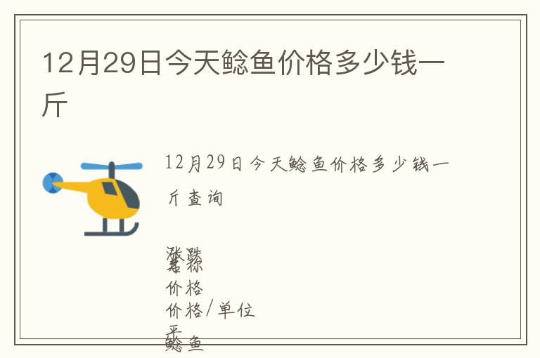 12月29日今天鯰魚價格多少錢一斤