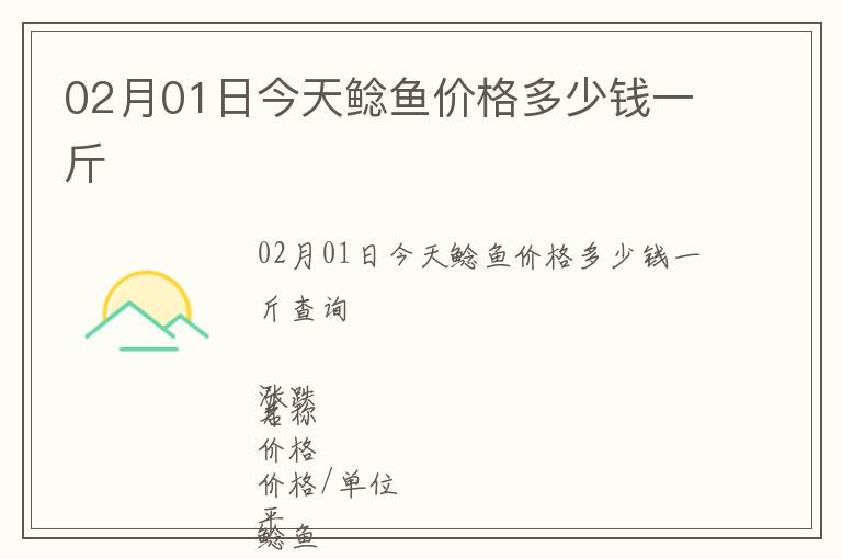 02月01日今天鯰魚價格多少錢一斤