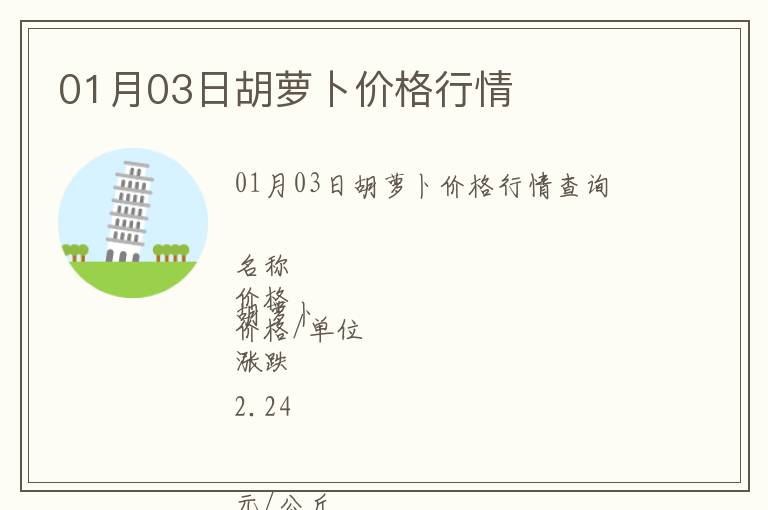 01月03日胡蘿卜價格行情