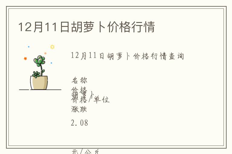 12月11日胡蘿卜價(jià)格行情