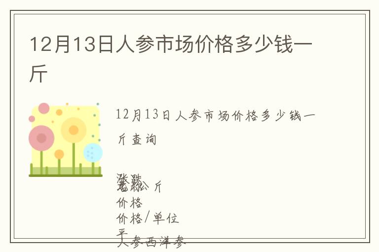 12月13日人參市場價(jià)格多少錢一斤