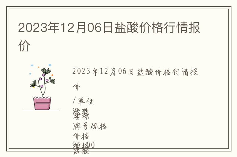 2023年12月06日鹽酸價格行情報價