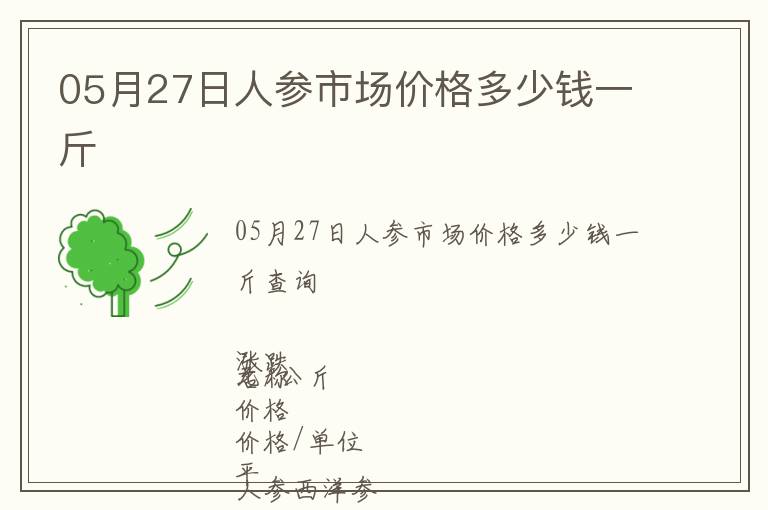 05月27日人參市場價格多少錢一斤